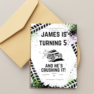 Monster Truck Birthday Party Invitation | Digital | Editable ANY AGE | Printable