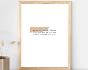 The Waves and Winds Still Know His Voice Poster | Be Still My Soul Hymn Lyrics | Digital Download | Boho Christian Wall Art Printable