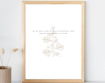 Let My Will Be Lost in Thine Poster | Draw Me Nearer Hymn Lyrics | Digital Download | Botanical Christian Wall Art Printable