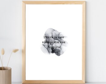 Death in Vain Forbids HIM Rise Poster | Christ the Lord is Risen Today Easter Hymn | Digital Download | Christian Wall Art Printable