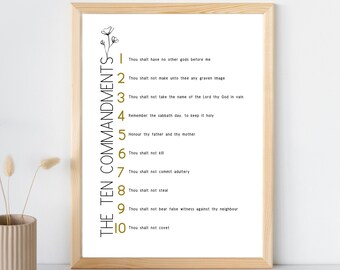 The Ten Commandments Poster | Digital Download | Christian Wall Art Printable