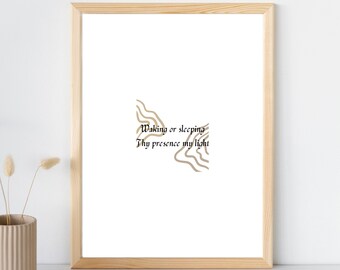 Thy Presence My Light Poster | Be Thou My Vision Hymn | Digital Download | Abstract Christian Wall Art Printable | Religious Hymn Home Decor