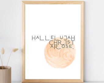 Hallelujah Christ Arose Poster | Boho Religious Easter Home Decor | Christ Arose Hymn | Digital Download | Christian Wall Art Printable