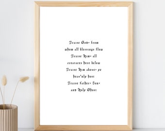 Praise God From Whom All Blessings Flow Poster | Doxology Hymn | Digital Download | Christian Wall Art Printable