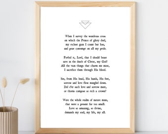 When I Survey the Wondrous Cross Poster | Communion Hymn Poster | Digital Download | Boho Christian Wall Art Printable