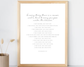 A Season and a Time Poster | Ecclesiastes 3 | Digital Download | Christian Wall Art Printable | Scripture | King James Version