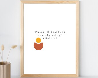 Where O Death is Now Thy Sting Poster | Christ the Lord is Risen Today Easter Hymn | Digital Download | Christian Wall Art Printable