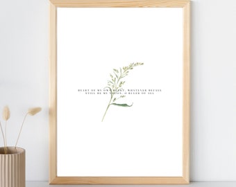 Heart of My Own Heart Poster | Be Thou My Vision Hymn Lyrics | Digital Download | Christian Wall Art Printable | Watercolor Wildflower