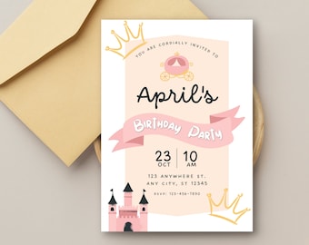 Princess Castle Birthday Party Invitation | Digital | Editable | Printable