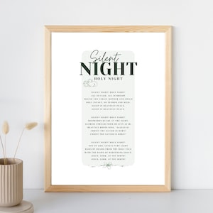 Silent Night Poster | Digital Download | Christmas Carol Wall Art Printable | Hymn