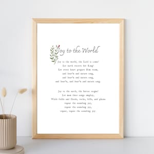 Joy to the World Poster | Digital Download | Christmas Carol Wall Art Printable | Hymn