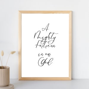 A Mighty Fortress is Our God Poster | Digital Download | Christian Wall Art Printable | Hymn Lyrics Home Decor