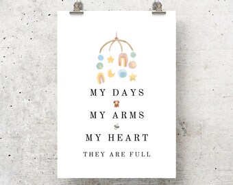 Full Days Full Arms Full Heart Poster (Rainbow Mobile Version)