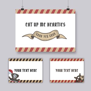 Pirate Birthday Party Custom Signs | Size A4 Custom Party Signs | Editable | Digital | Printable