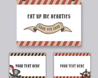Pirate Birthday Party Custom Signs | Size A4 Custom Party Signs | Editable | Digital | Printable