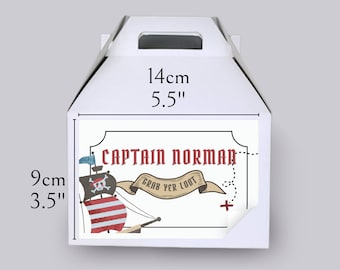 Pirate Birthday Party Gable Box Label | Editable Text | Digital | Printable | Pirate Captain Gable Box Label