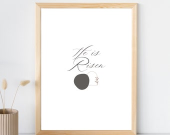 He is Risen Poster | Digital Download | Boho Easter Wall Art Printable | Abstract Empty Tomb | Christian Home Decor