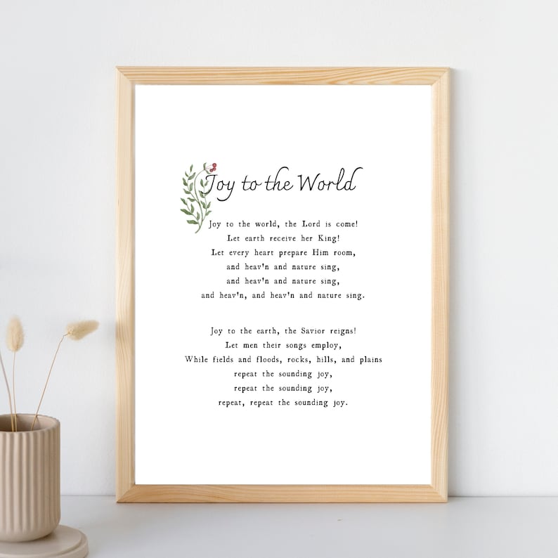 Joy to the World Poster | Digital Download | Christmas Carol Wall Art Printable | Hymn - Etsy