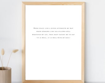 It is Well With My Soul Poster | When Peace Like a River | Digital Download | Christian Wall Art Printable | Hymn