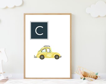 C is for Car Poster | Alphabet Poster | Digital Download | Nursery Wall Art Printable | Preschool Classroom Art | Kid's Room Wall Decor