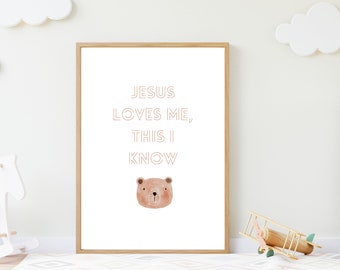 Jesus Loves Me Poster (Teddy Bear) | Digital Download | Nursery Wall Art Printable