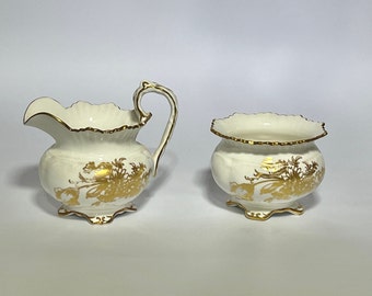 Aynsley Bone China Tea Creamer & Sugar bowl set - Gold pattern