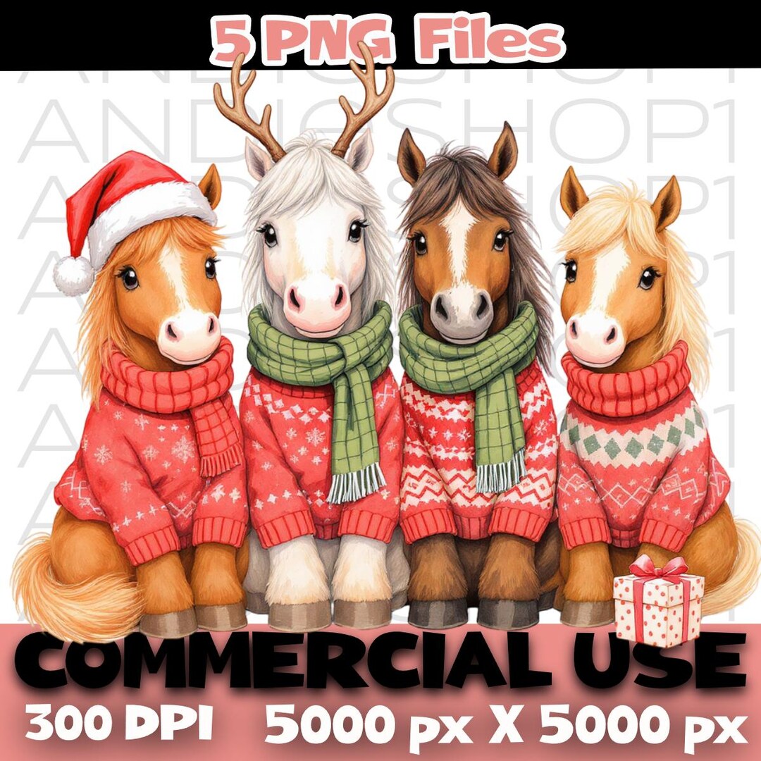 Christmas Horse Sweater PNG Bundle • Four Holiday Horse Clipart Set - Etsy