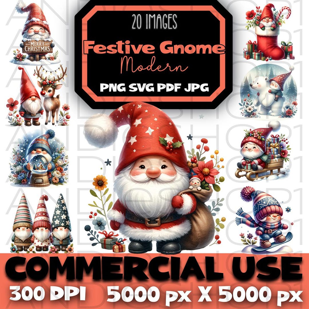 Festive Gnome Svg Png Pdf Jpg Files Christmas Clipart Bundle Santa ...