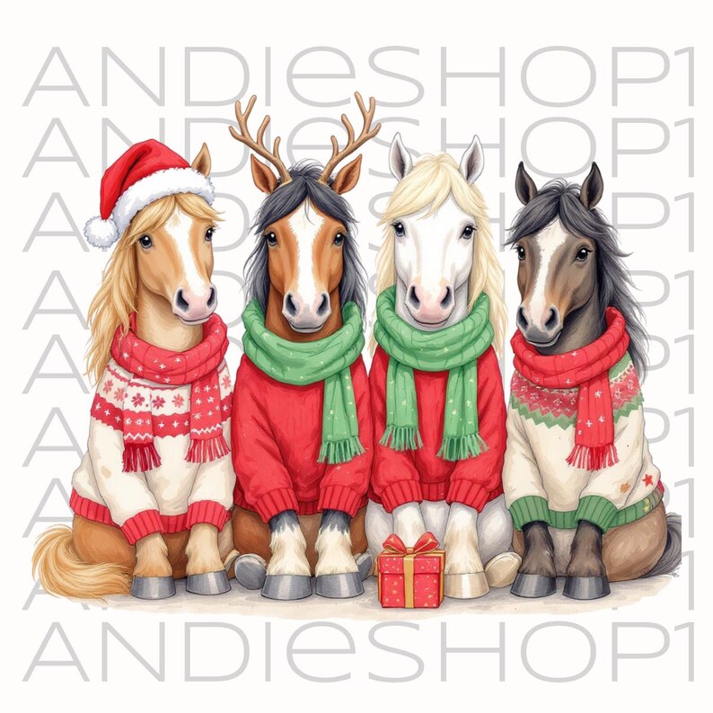 Christmas Horse Sweater PNG Bundle • Four Holiday Horse Clipart Set - Etsy