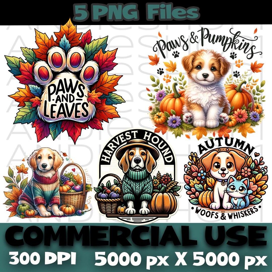 Fall Dog PNG Clipart Bundle | Pumpkin Puppy, Autumn Leaves - Etsy