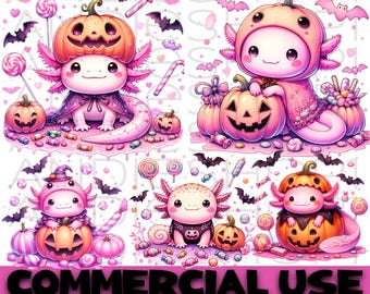 Kawaii Axolotl Clipart | Rosa Salamander Kostüm PNG Bundle (Digitaler Download)