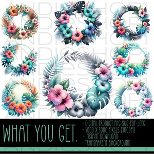 Tropical Hibiscus Wreath Svg Png Pdf Jpg Image File Clipart Digital ...