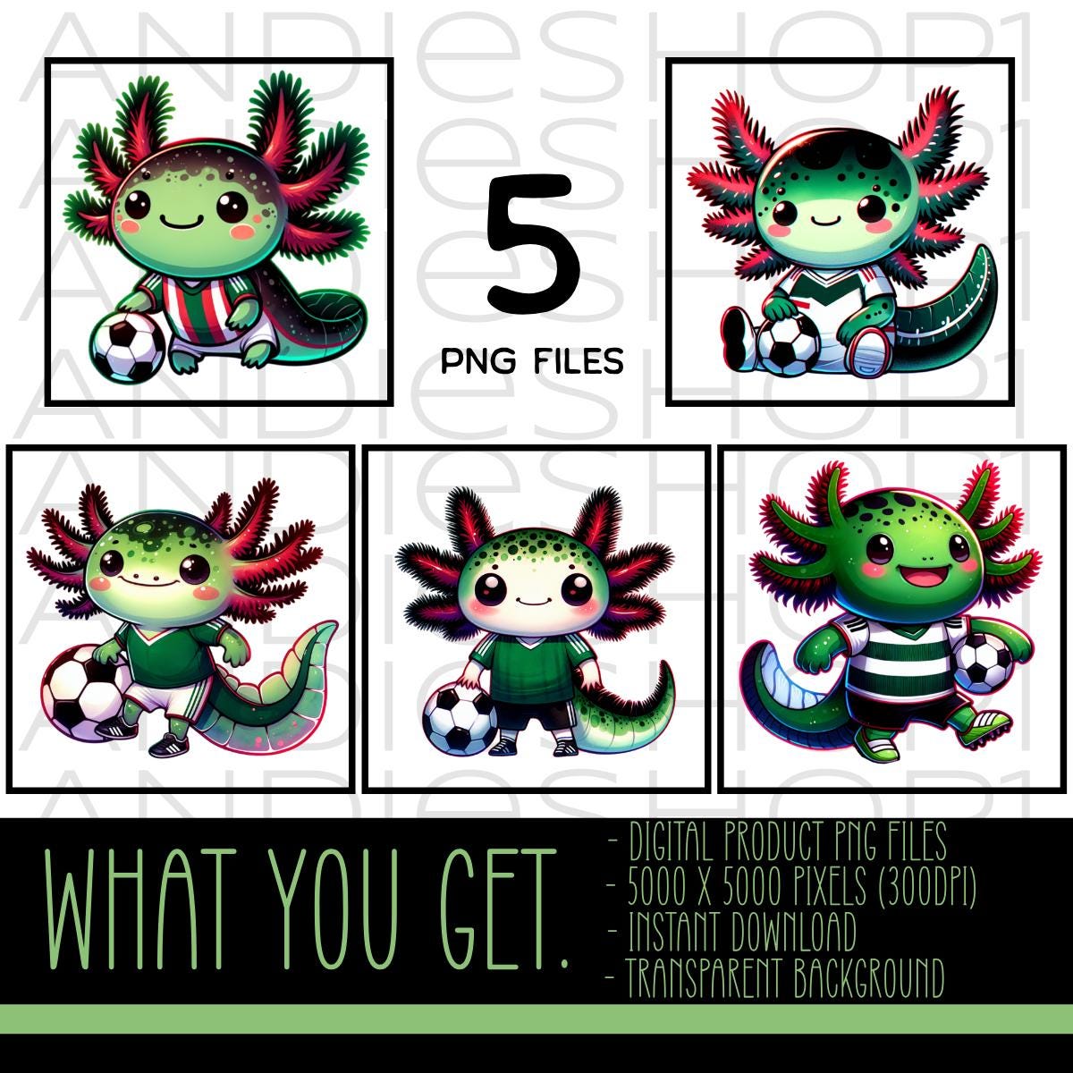 Axolotl Soccer Mexico Team PNG Bundle, FIFA Football Clipart ...