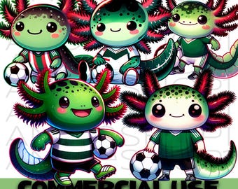 Paquete de imágenes PNG de la selección mexicana de fútbol con ajolotes, imágenes prediseñadas de fútbol FIFA, paquete de diseño para sublimación.