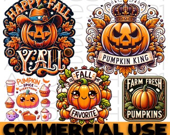 Vintage Pumpkin PNG Bundle | Retro Fall Clipart