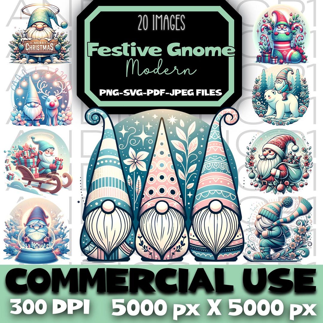 Festive Gnome Svg Png Pdf Jpg Files Christmas Clipart Bundle Santa ...