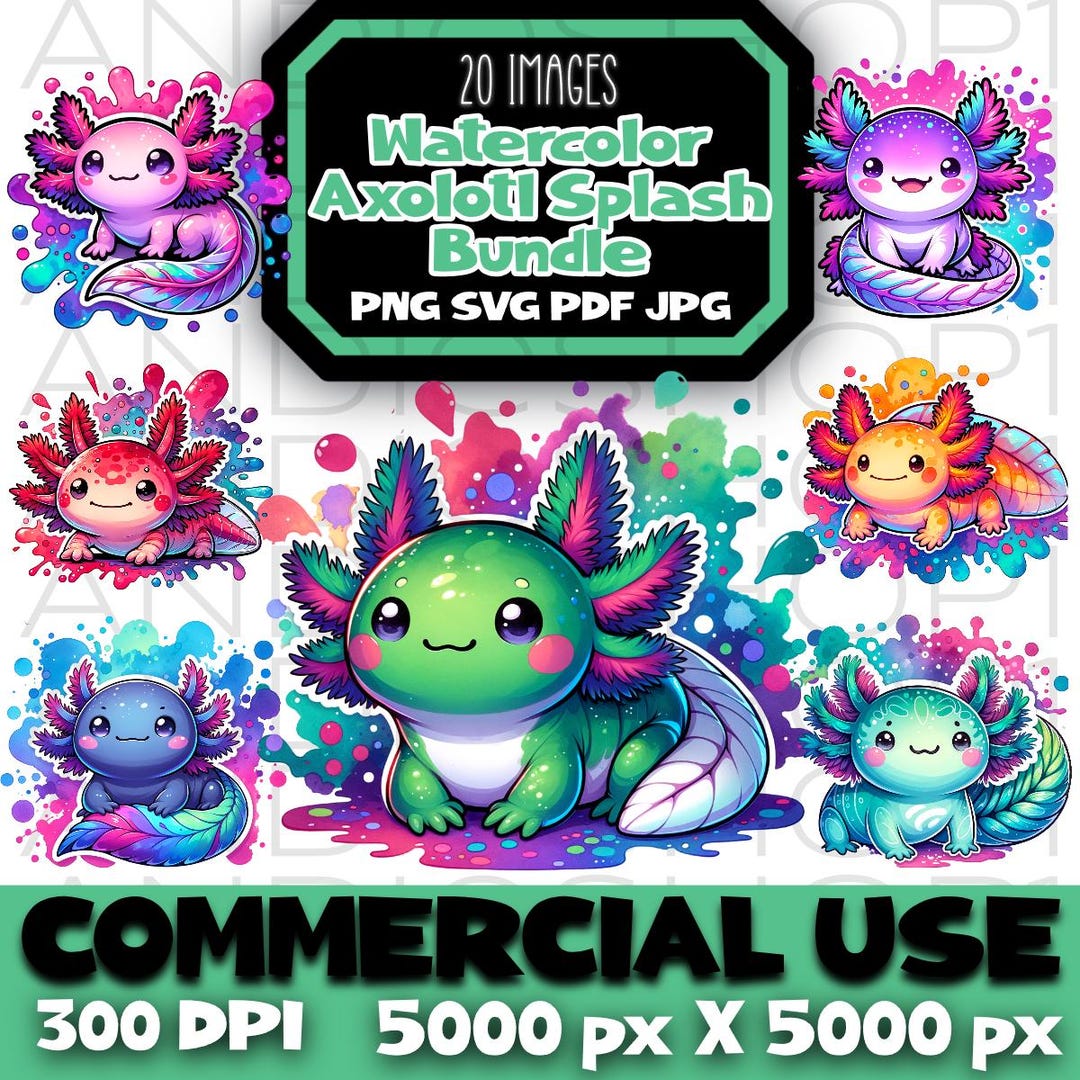 Axolotl Design Svg Png Jpg Pdf Files Cute Axolotl Clipart Salamander ...