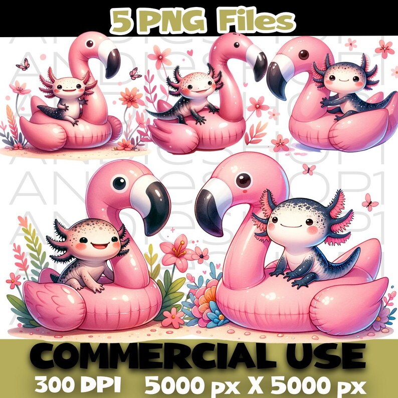 Axolotl Flamingo Float PNG Bundle, Summer Pool Axolotl Clipart ...