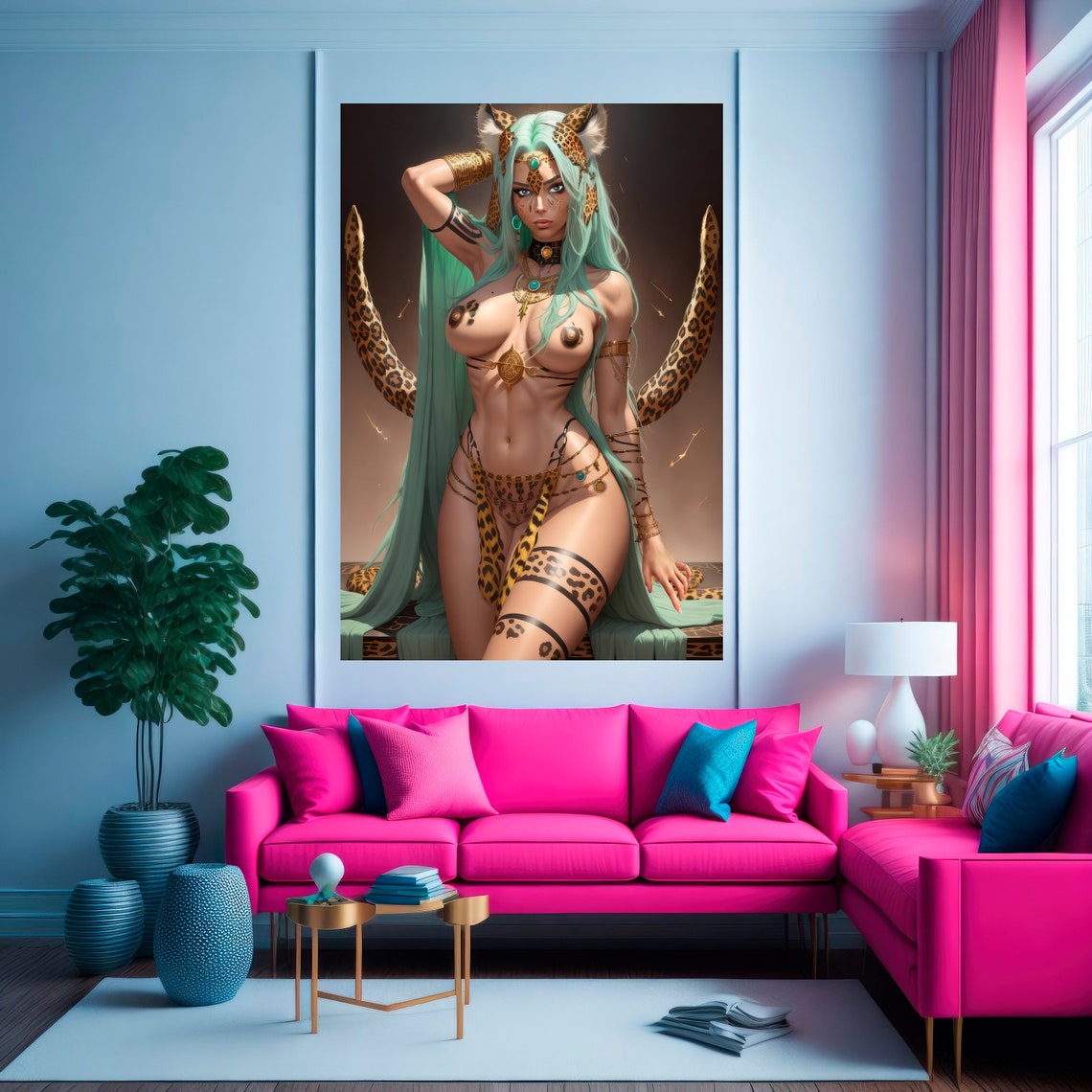 Fantasy Leopard Demon Art, Erotic Art Print, the Perfect Sexy Photo Gift, Naked Woman, Female