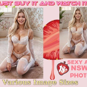 NSFW sexiest Blonde AI Girl in White Lace Lingerie & Squirting Fantasy Curvy Woman Art, Big Breast AI Model, Boudoir Wall Decor hottest gift