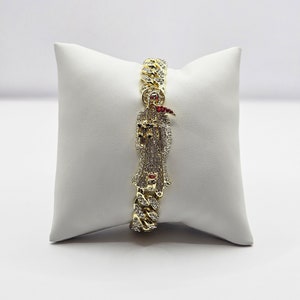 Santa Muerte Stones Bracelet Pulsera de Santa Muerte CZ Gold Plated Saint Religious Jewelry Joyas religiosas