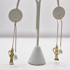 Santa Muerte Threader Tassel Earrings Pendientes Aretes Santa Muerte