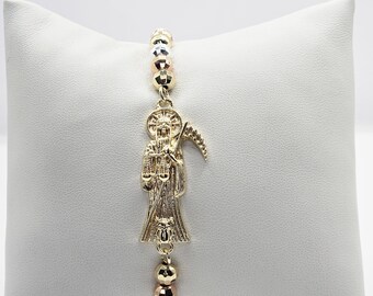 トリカラー サンタ ムエルテ 調節可能なブレスレット Brazalete アジャスタブル トレス オロス デ サンタ ムエルテ