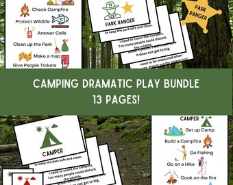 Camping Dramatic Play Bundle Digital Download, Play Planning Badges & Rolls, Preschool Camping Center
