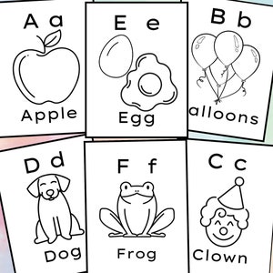 Páginas para colorear del alfabeto, tarjetas flash de letras, juego de memoria de letras, páginas de alfabetización preescolar en blanco y negro