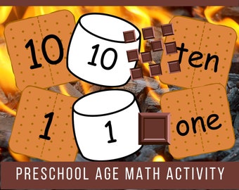 S'mores Math Game, Camping Counting Small Group, Summer Homeschool Numbers Game