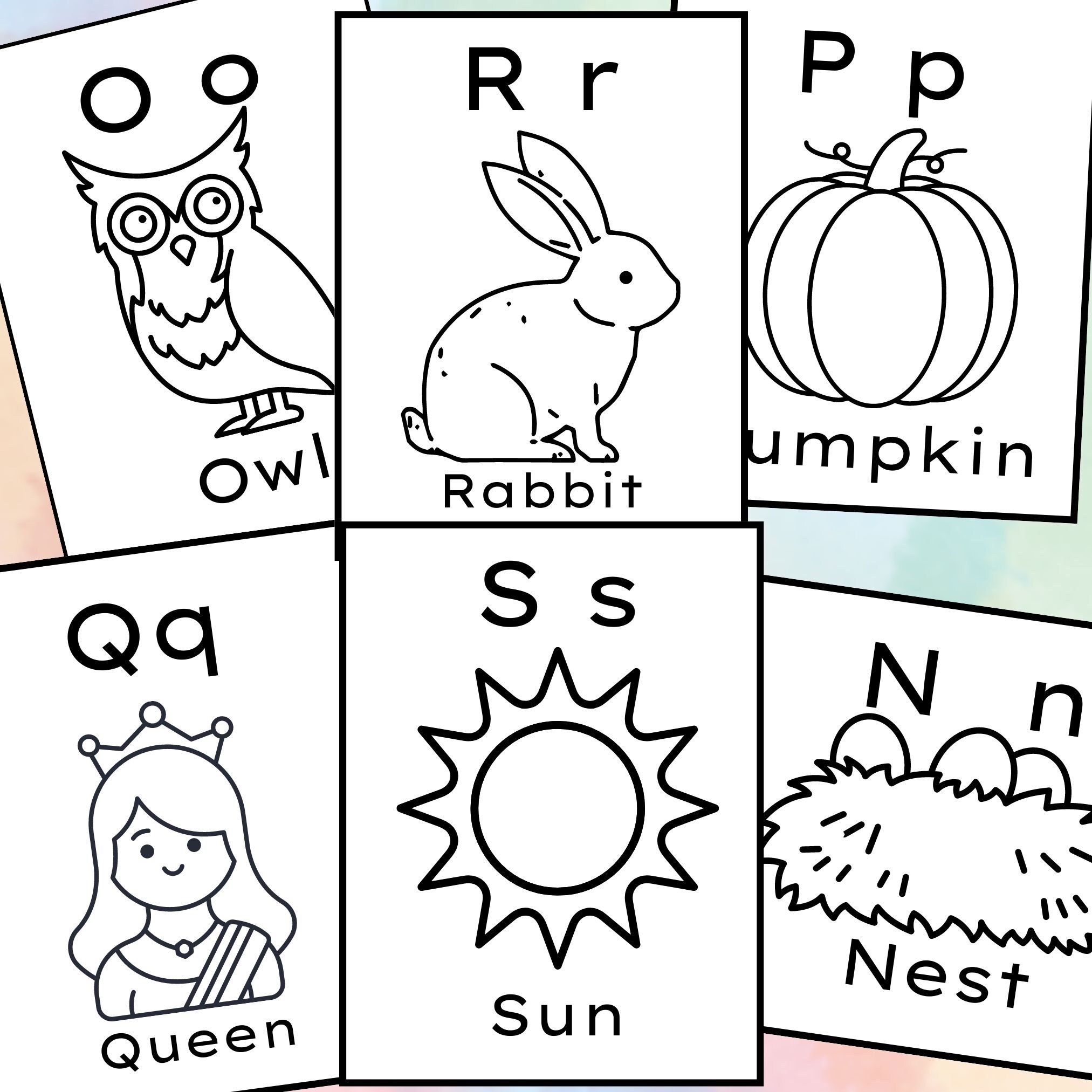 Alphabet Coloring Pages, Letter Flash Cards, Letter Memory Game, Black