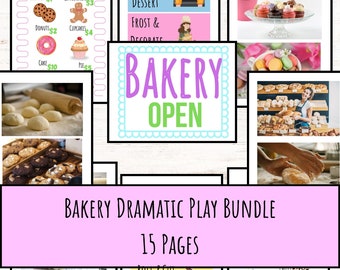 Bakery Dramatic Play 15 Page Instant Download, Baker Pretend Play, Bakery Center, Homeschool Real World Play