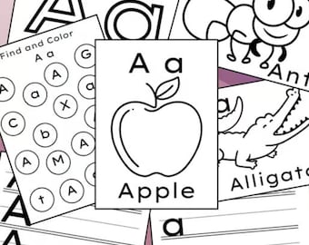 BIG BUNDLE Alphabet Worksheets, Preschool Homeschool Kindergarten Letters