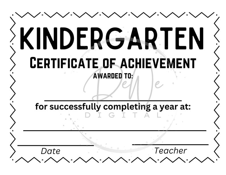 Preschool Kindergarten Graduation Certificate, End of Year Award
